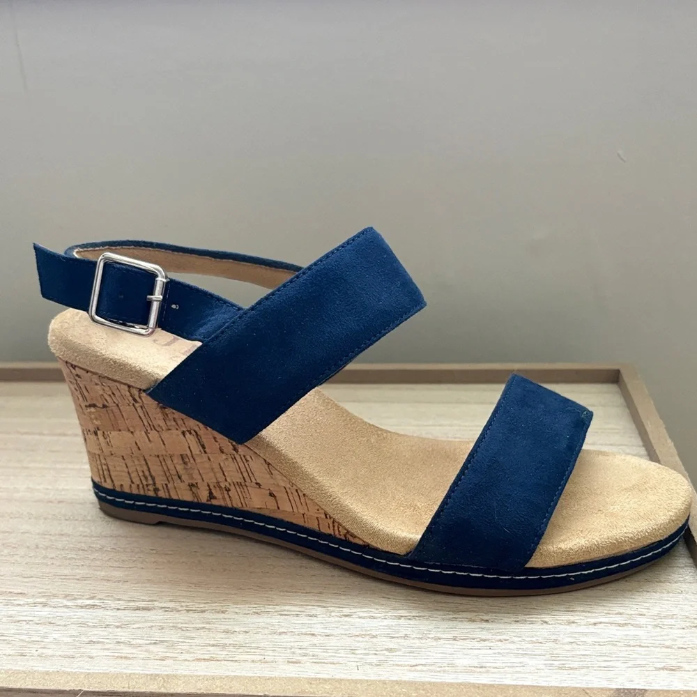 Blue Wedge Sandals💥Like New💥 - Picture 1 of 5